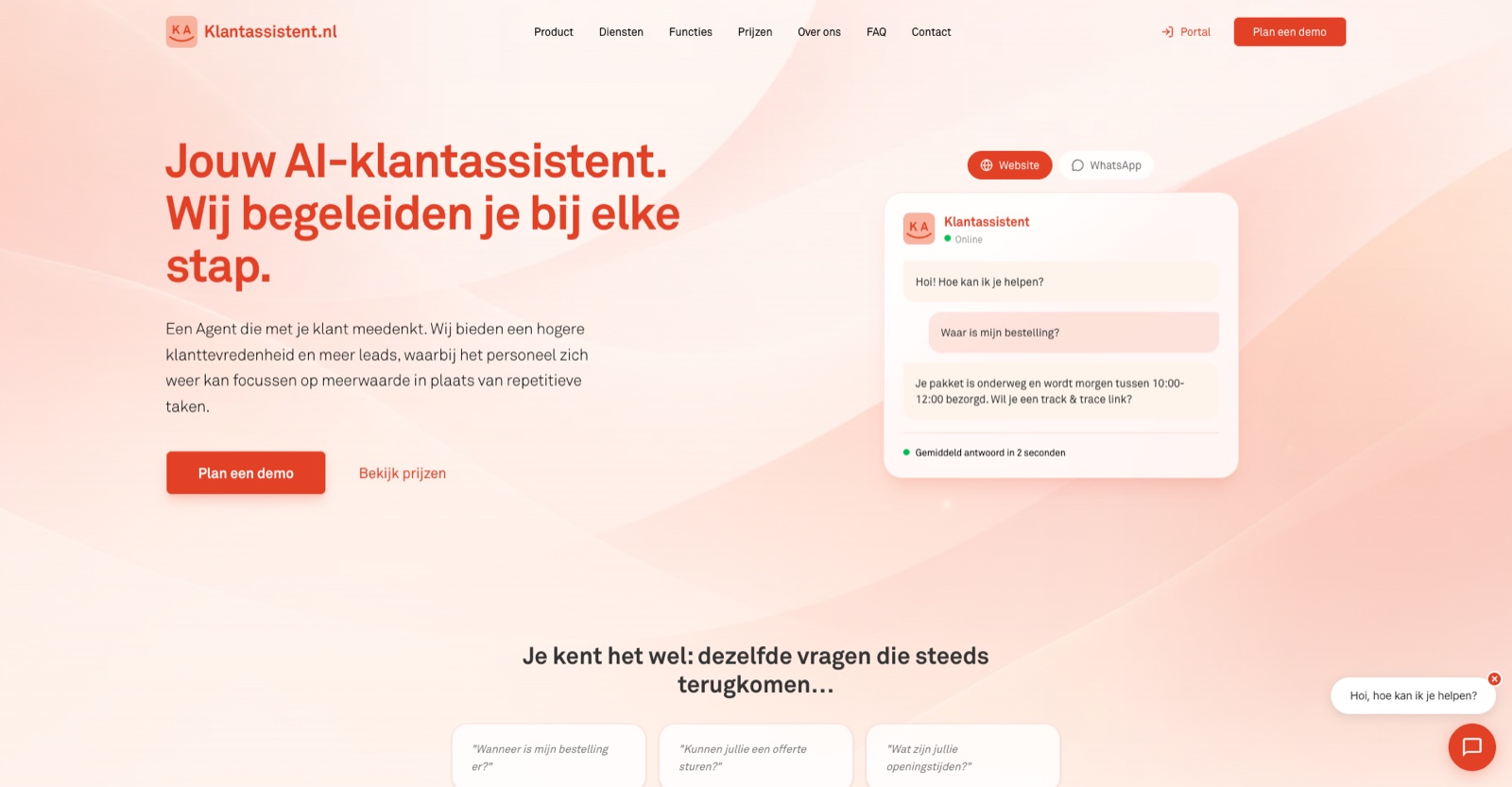 Screenshot van Klantassistent